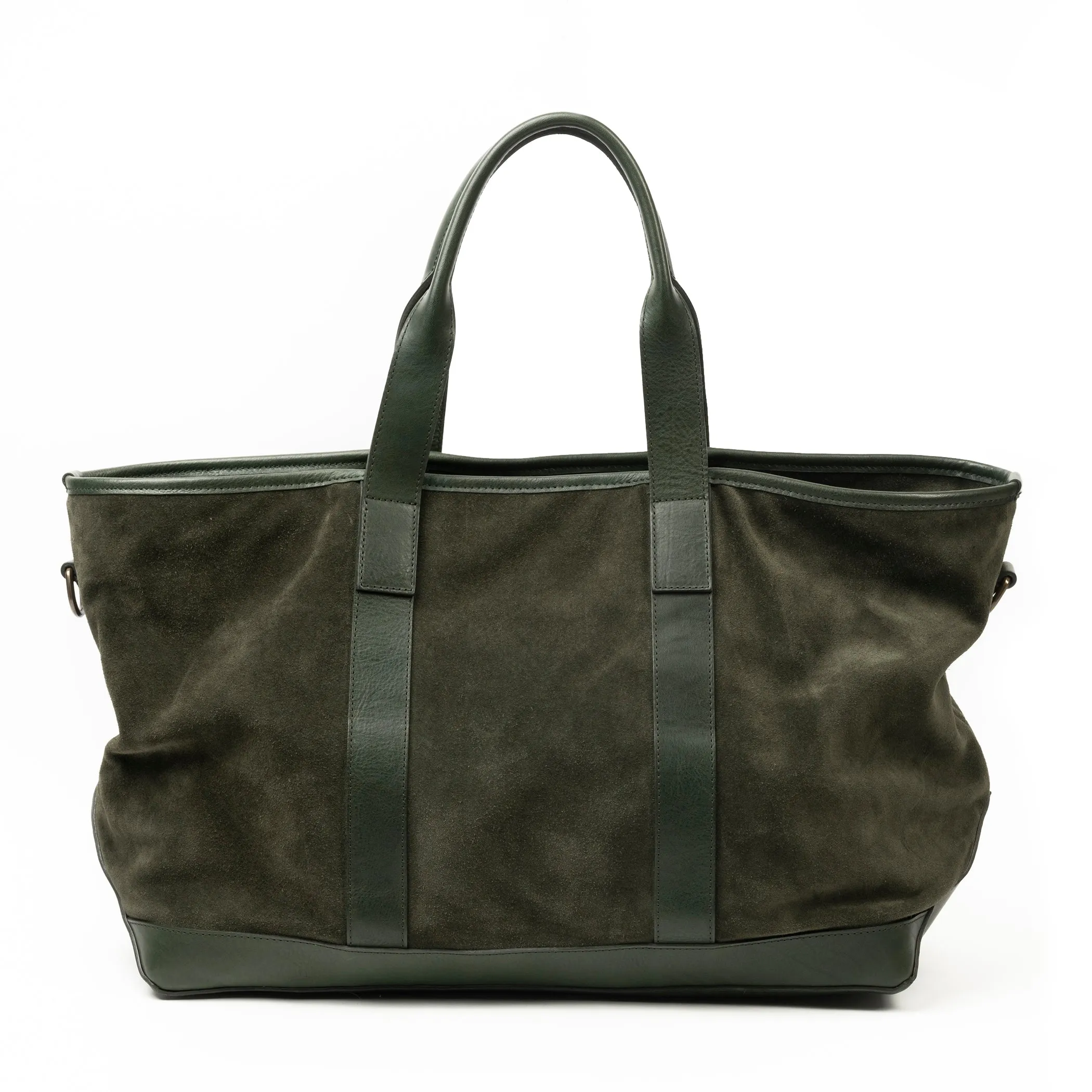 Alex Suede and Leather Travel Bag in Valencia Fern & Nebraska Forest Green by Moore & Giles