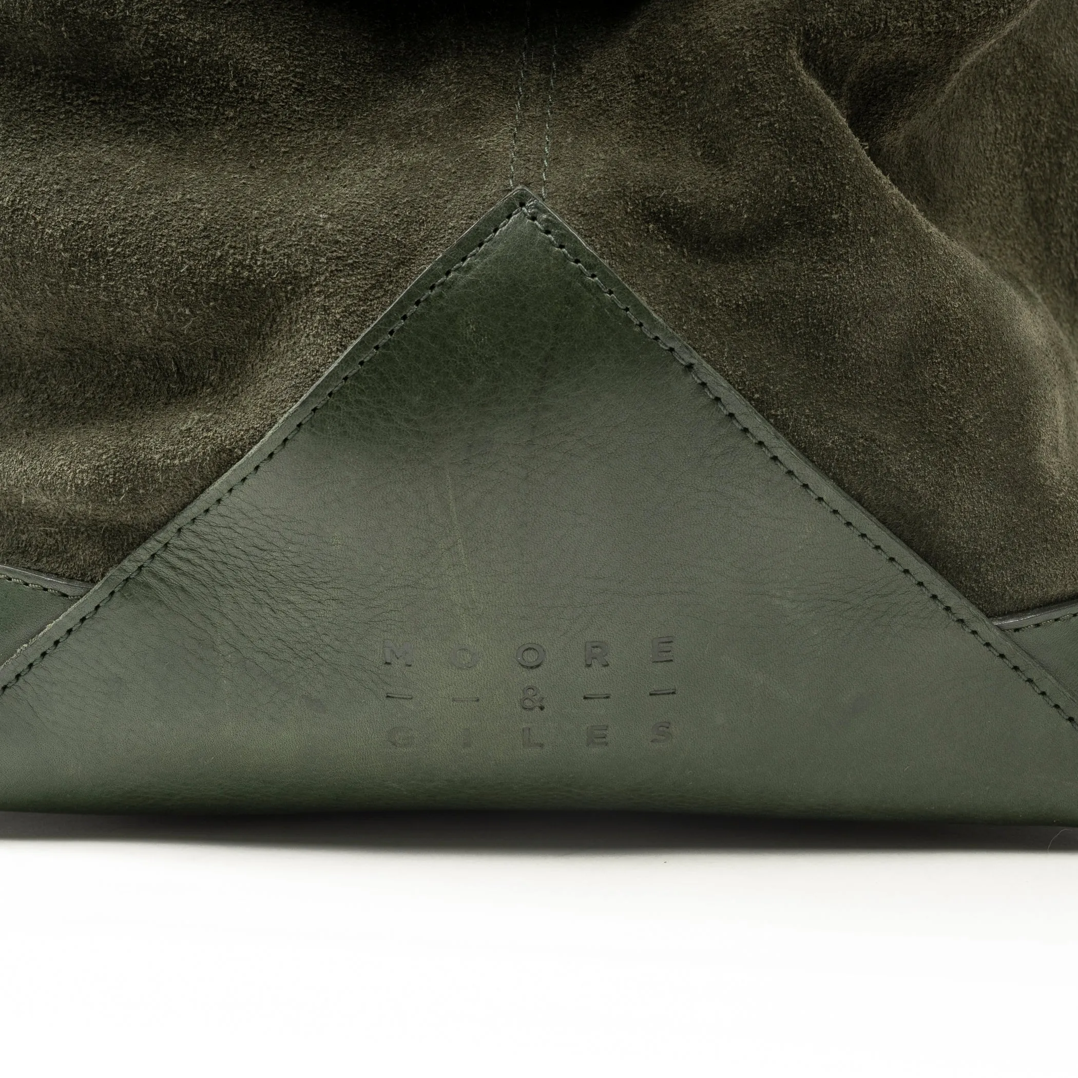 Alex Suede and Leather Travel Bag in Valencia Fern & Nebraska Forest Green by Moore & Giles