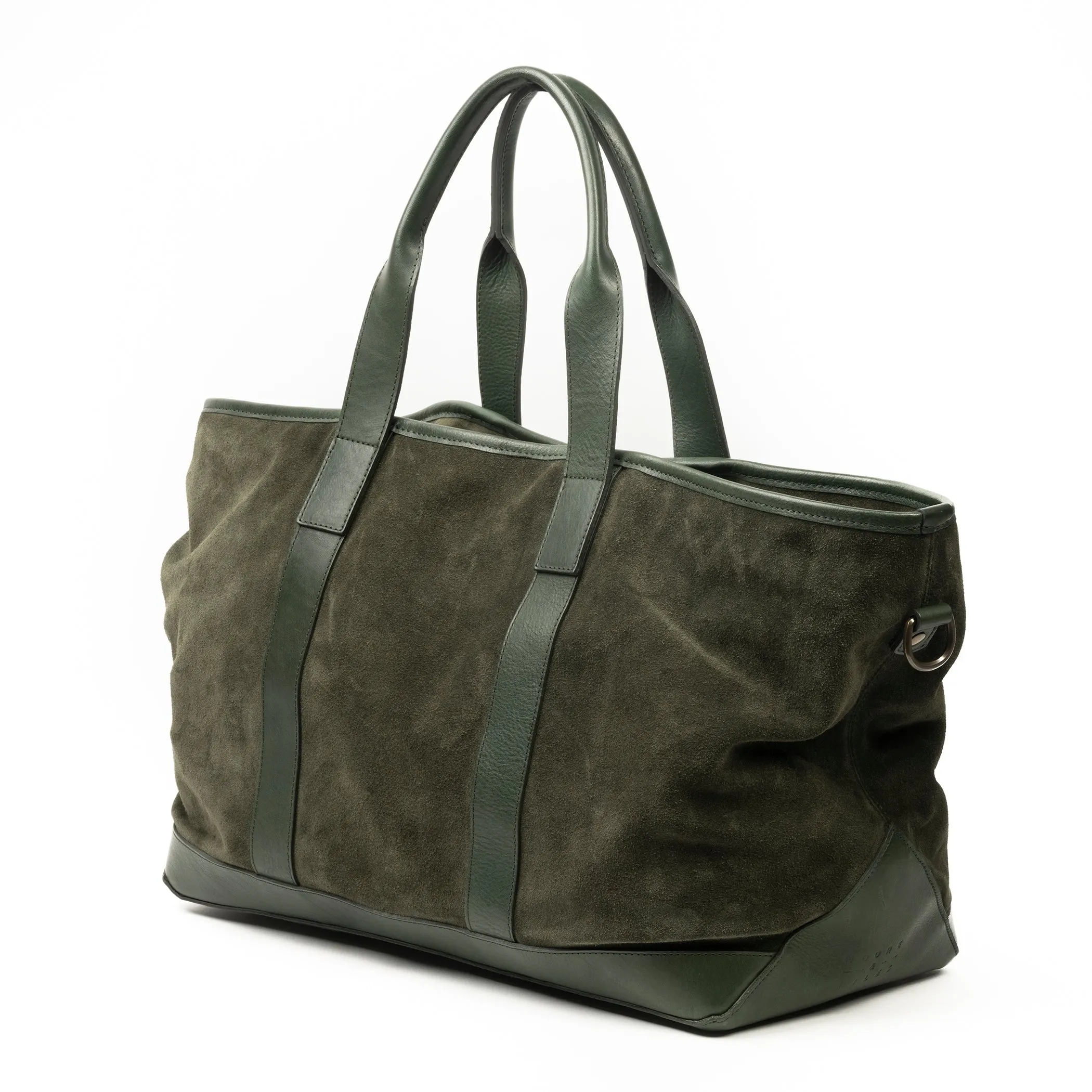 Alex Suede and Leather Travel Bag in Valencia Fern & Nebraska Forest Green by Moore & Giles