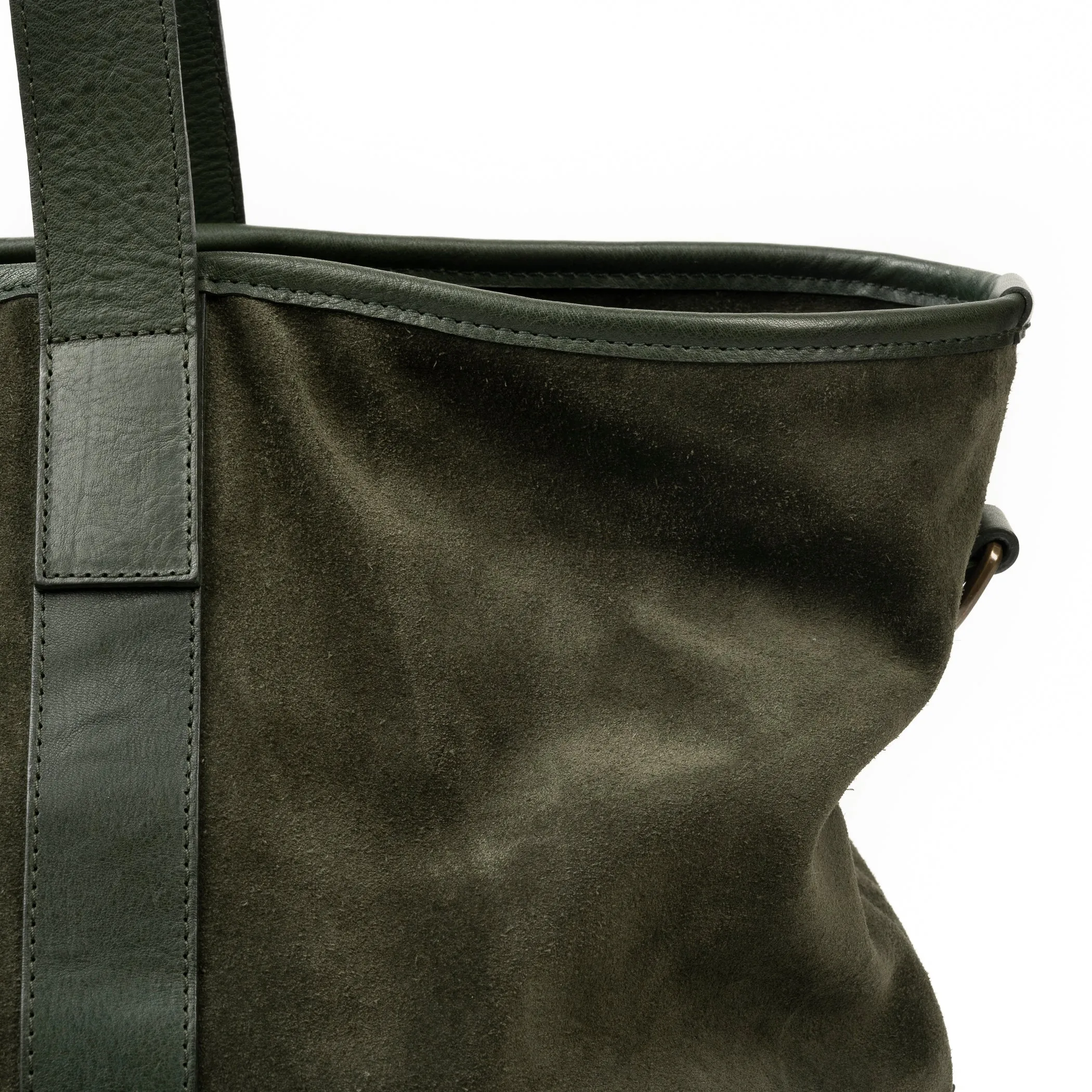 Alex Suede and Leather Travel Bag in Valencia Fern & Nebraska Forest Green by Moore & Giles