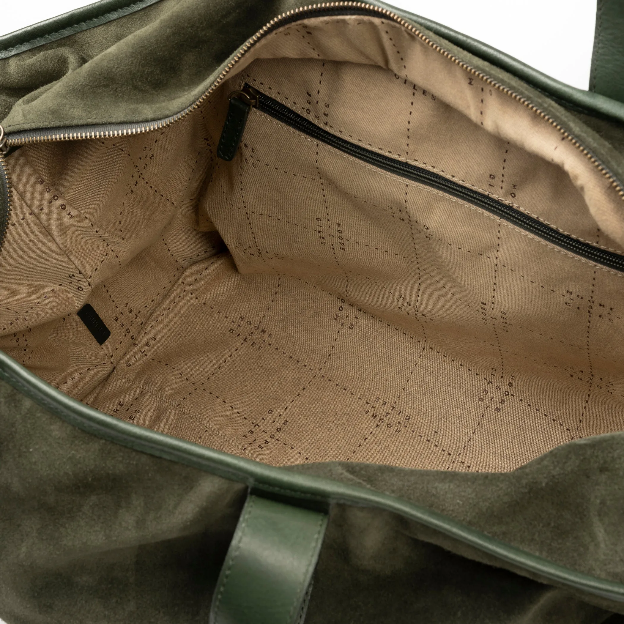 Alex Suede and Leather Travel Bag in Valencia Fern & Nebraska Forest Green by Moore & Giles