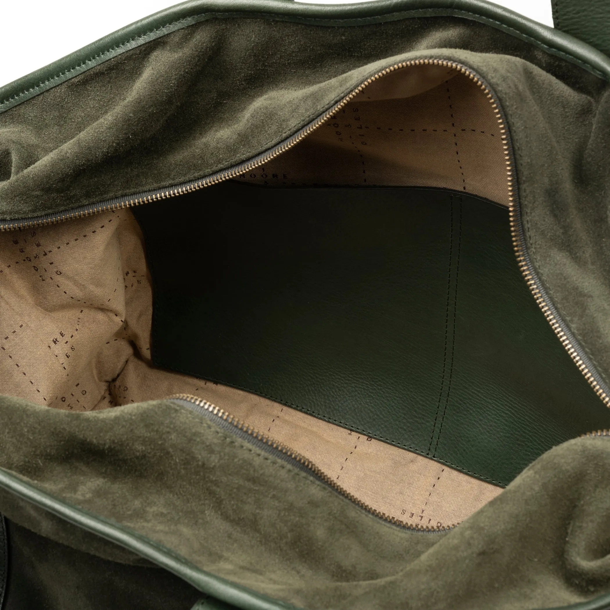 Alex Suede and Leather Travel Bag in Valencia Fern & Nebraska Forest Green by Moore & Giles