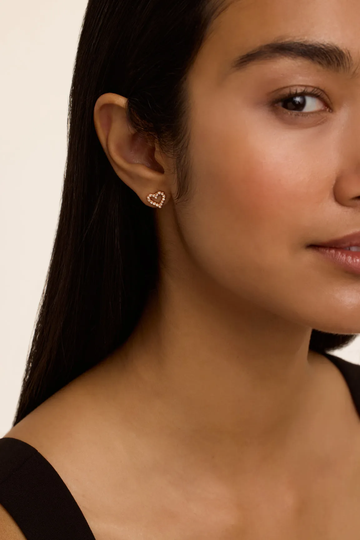Amorina Crystal Halo Heart Stud Earrings Rosegd