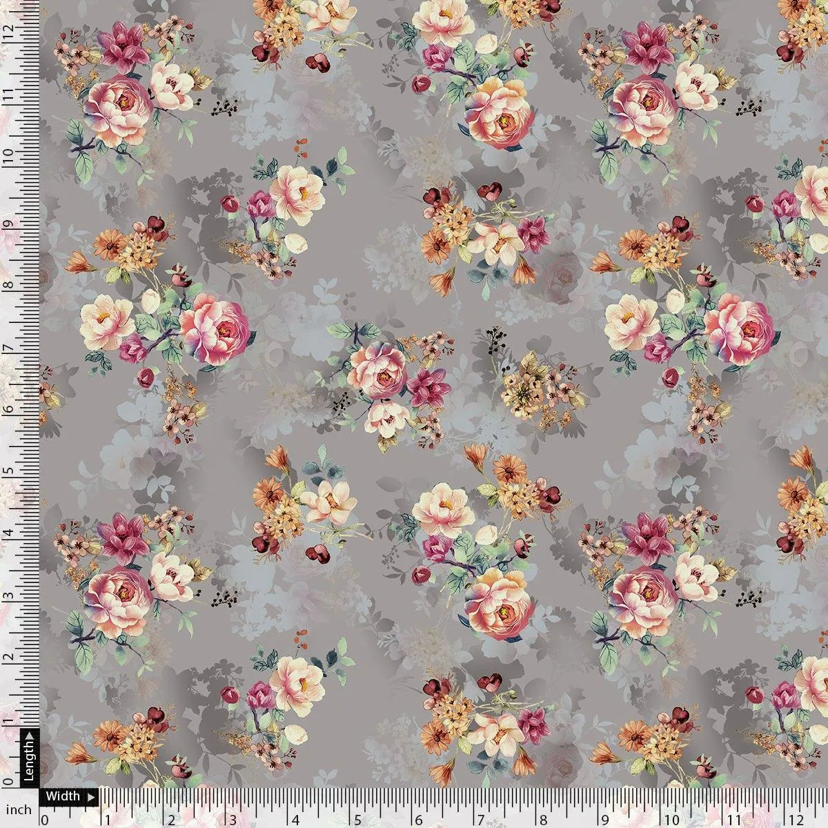 Beautiful Gradient Poppy And Orchid Flower Digital Printed Fabric - Weightless