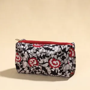 Black - Hand Batik Printed Cotton Toiletry Pouch 05