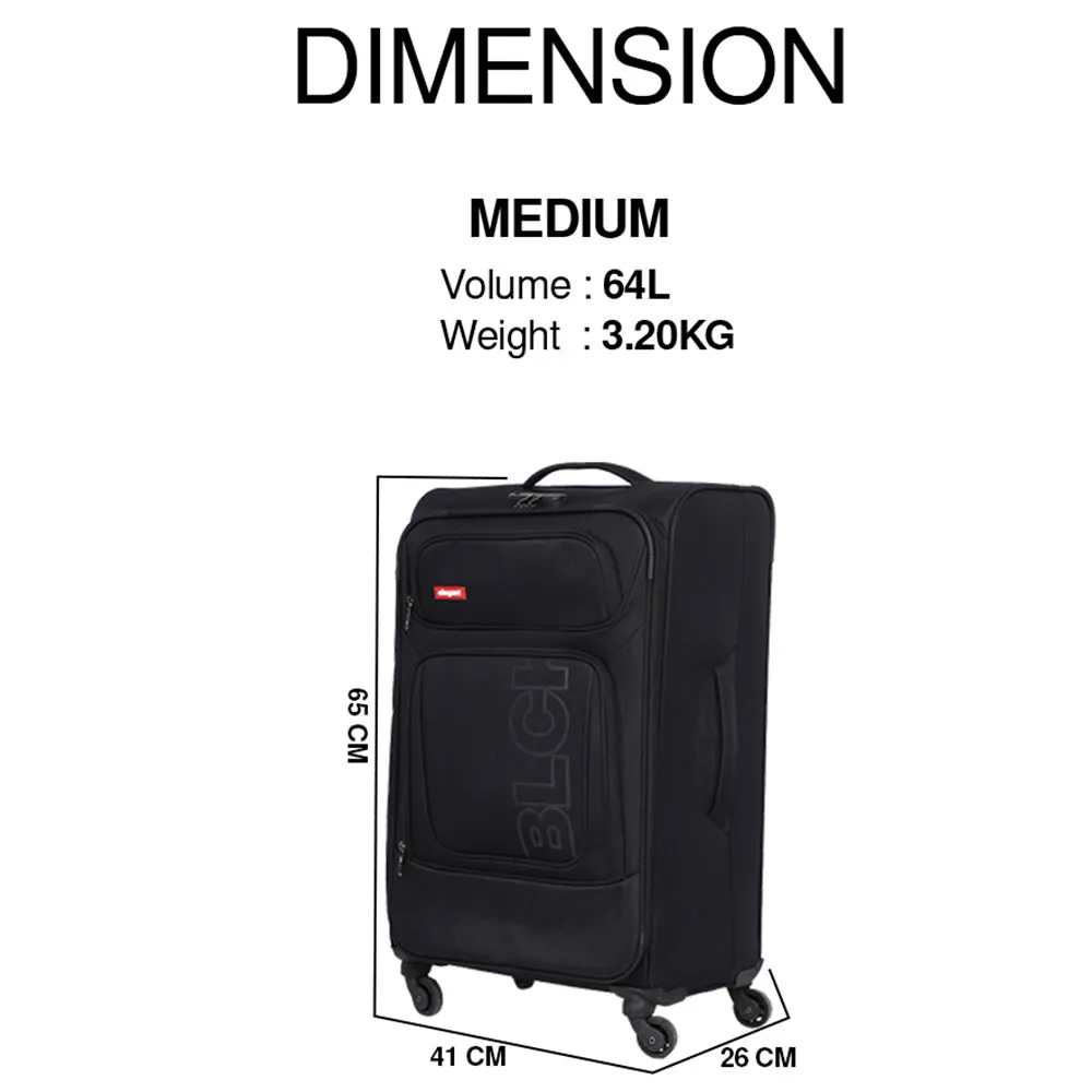 BLCK Trolley Luggage Bags Medium Suitcase for Travelling- Black