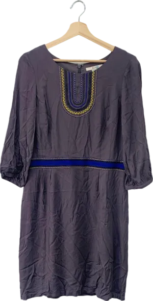 Boden Purple Embroidered Shift Dress UK 8R US 4R