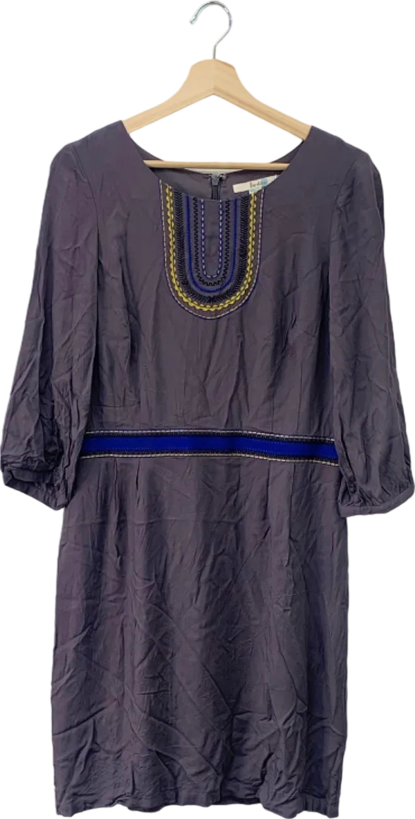 Boden Purple Embroidered Shift Dress UK 8R US 4R