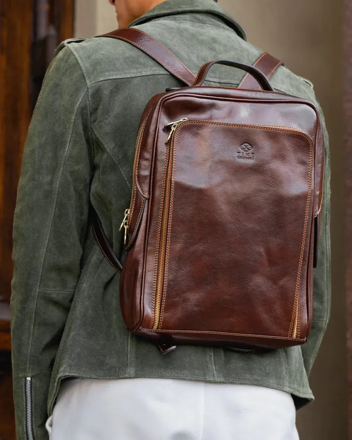 Brown Mens Leather Backpack - the Sun Also Rises  Brown