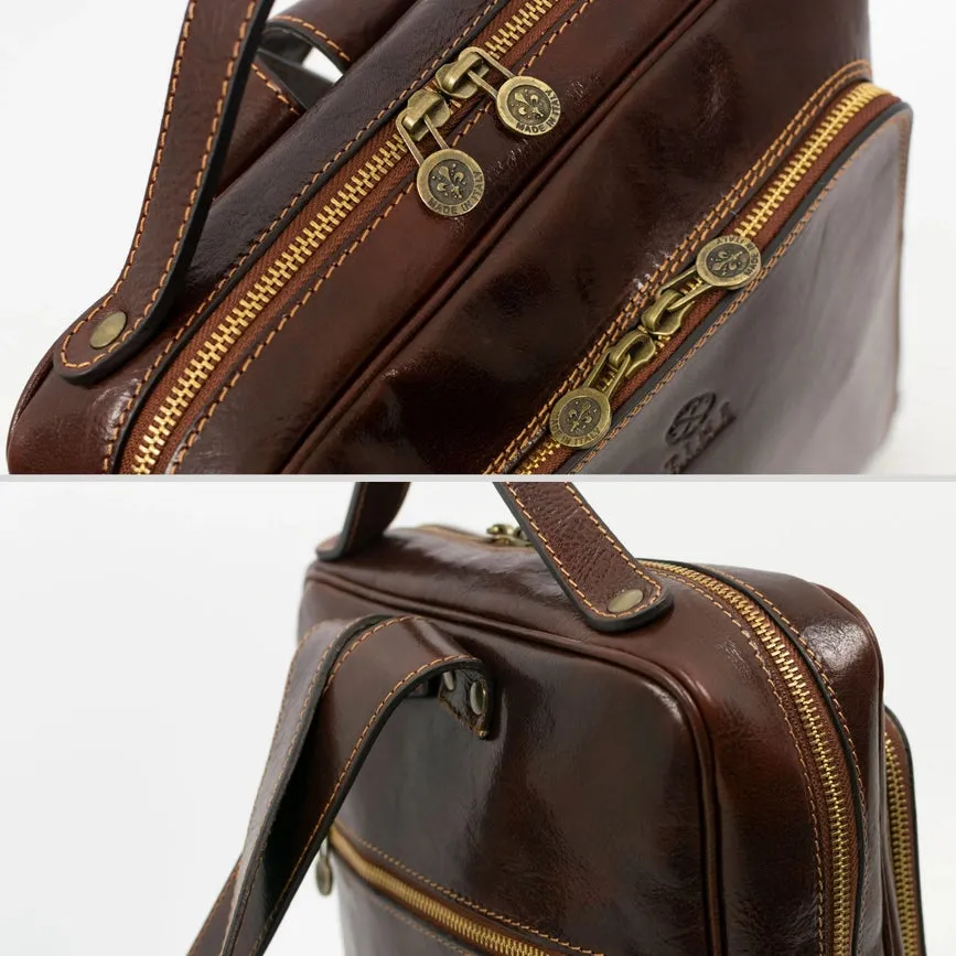 Brown Mens Leather Backpack - the Sun Also Rises  Brown