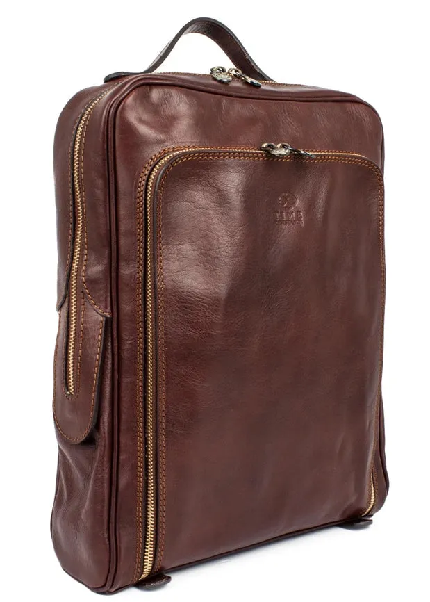 Brown Mens Leather Backpack - the Sun Also Rises  Brown