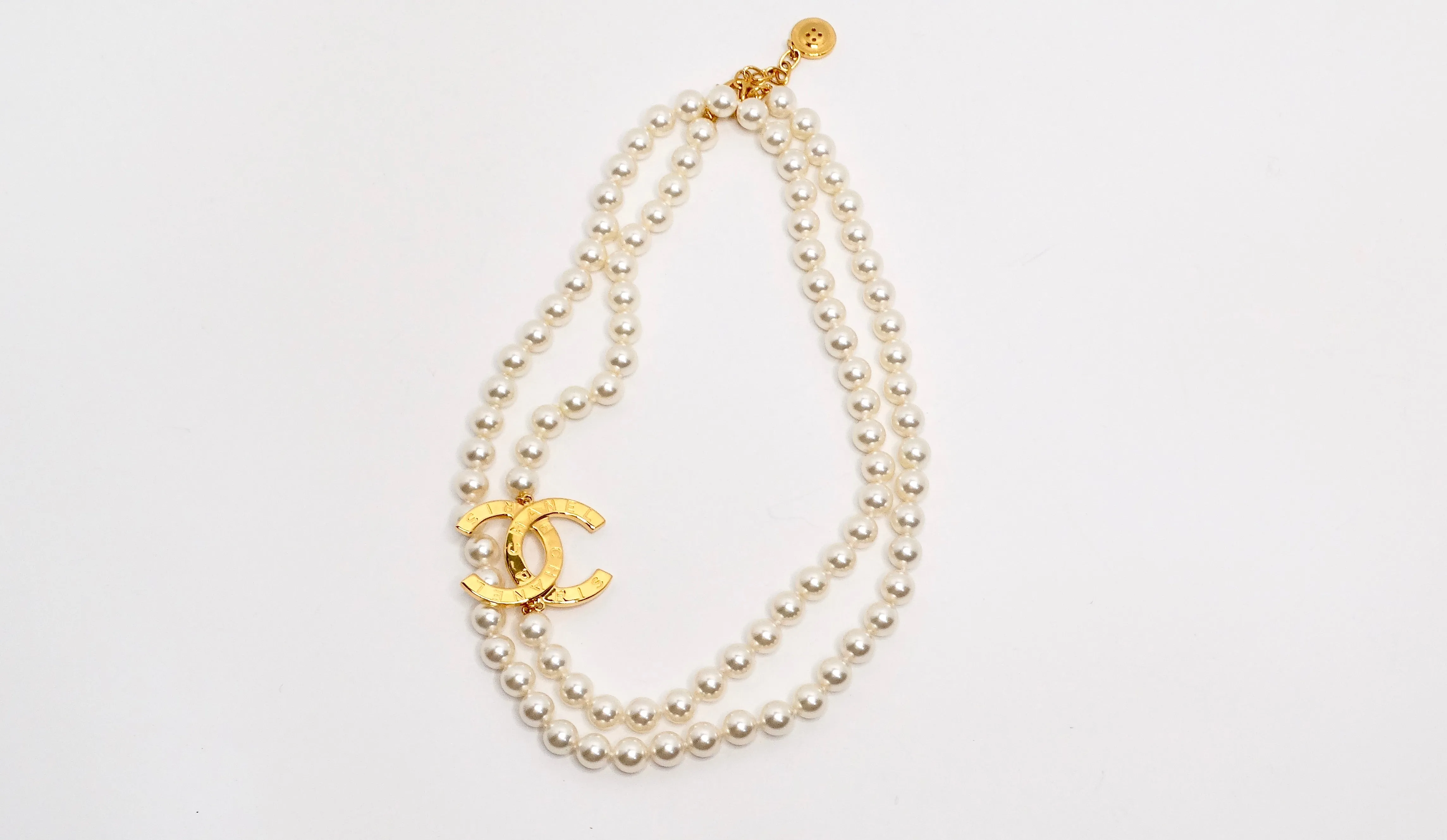Chanel Double CC & Pearl Strand Necklace