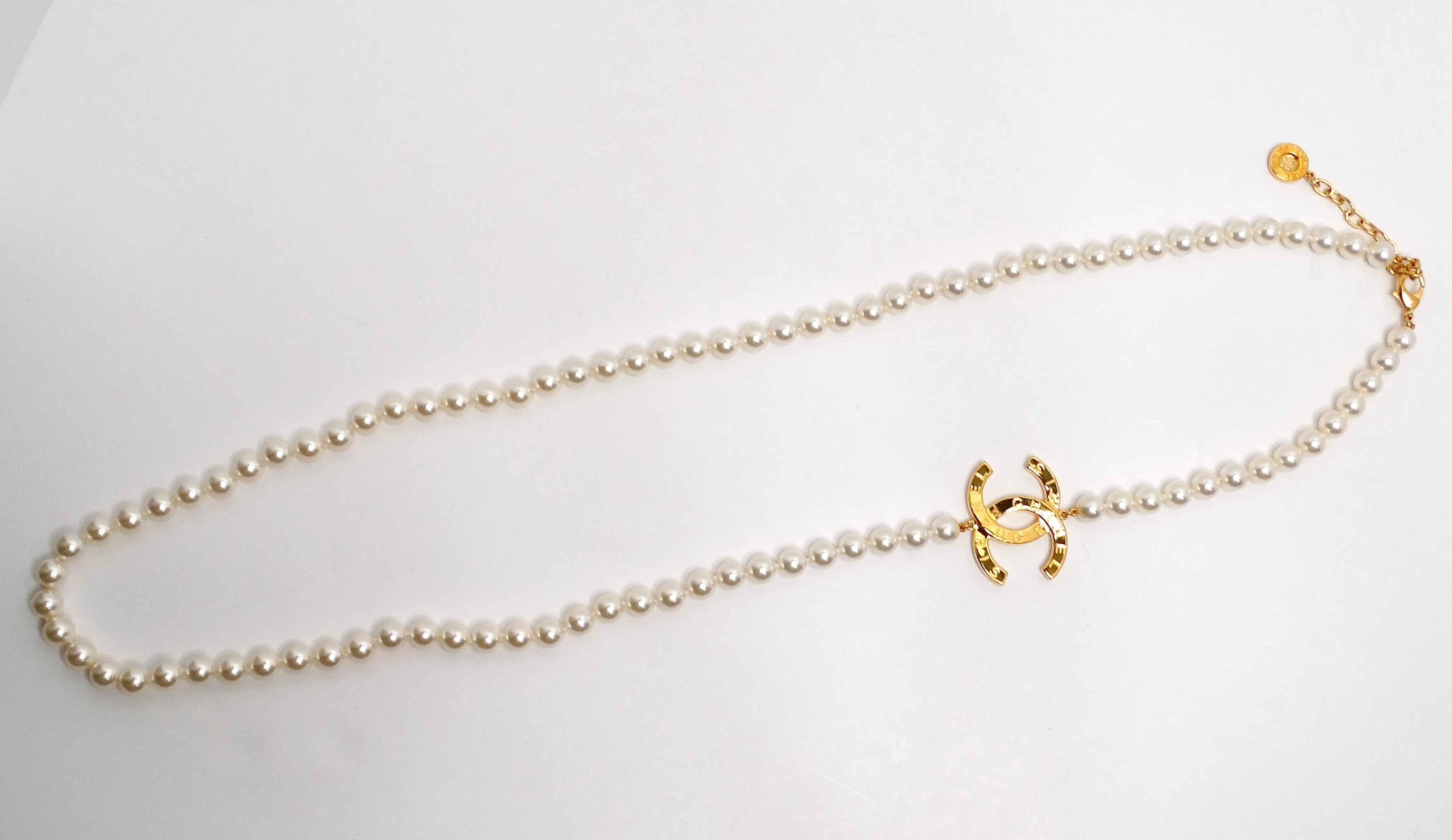 Chanel Double CC & Pearl Strand Necklace