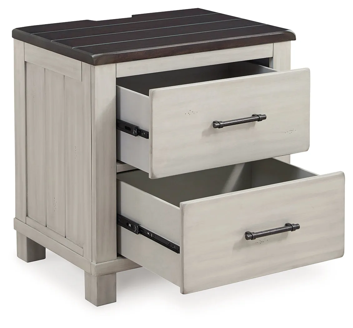 Darborn California King Panel Bed with Mirrored Dresser, Chest and 2 Nightstands in Gray/Brown