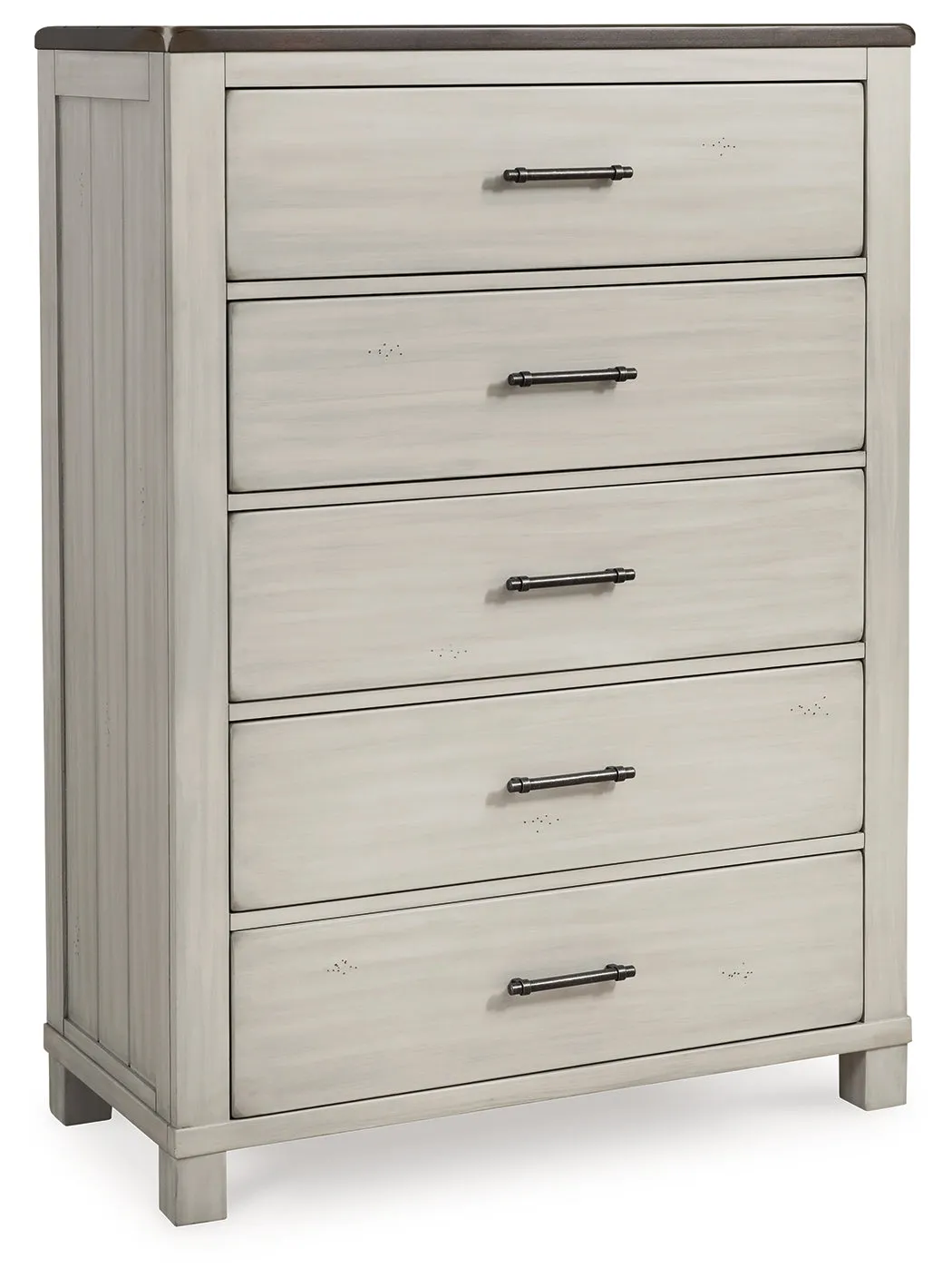 Darborn California King Panel Bed with Mirrored Dresser, Chest and 2 Nightstands in Gray/Brown
