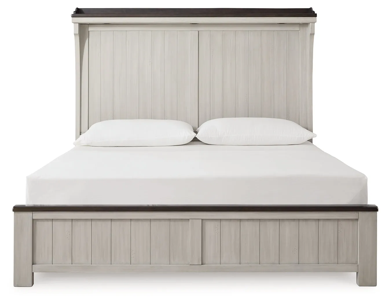 Darborn California King Panel Bed with Mirrored Dresser, Chest and 2 Nightstands in Gray/Brown