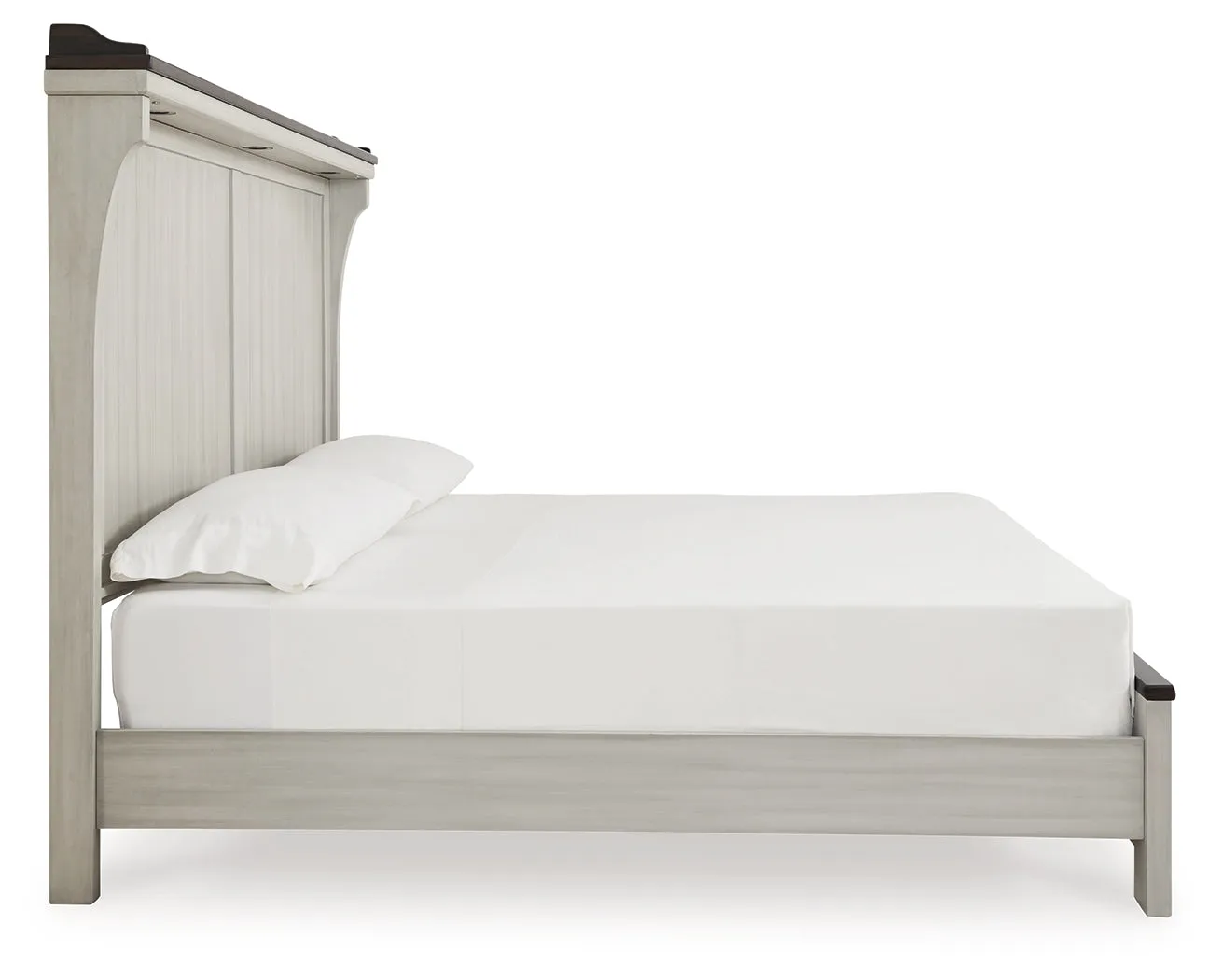 Darborn California King Panel Bed with Mirrored Dresser, Chest and 2 Nightstands in Gray/Brown