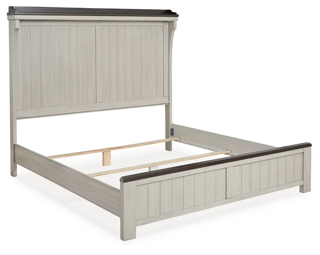 Darborn California King Panel Bed with Mirrored Dresser, Chest and 2 Nightstands in Gray/Brown