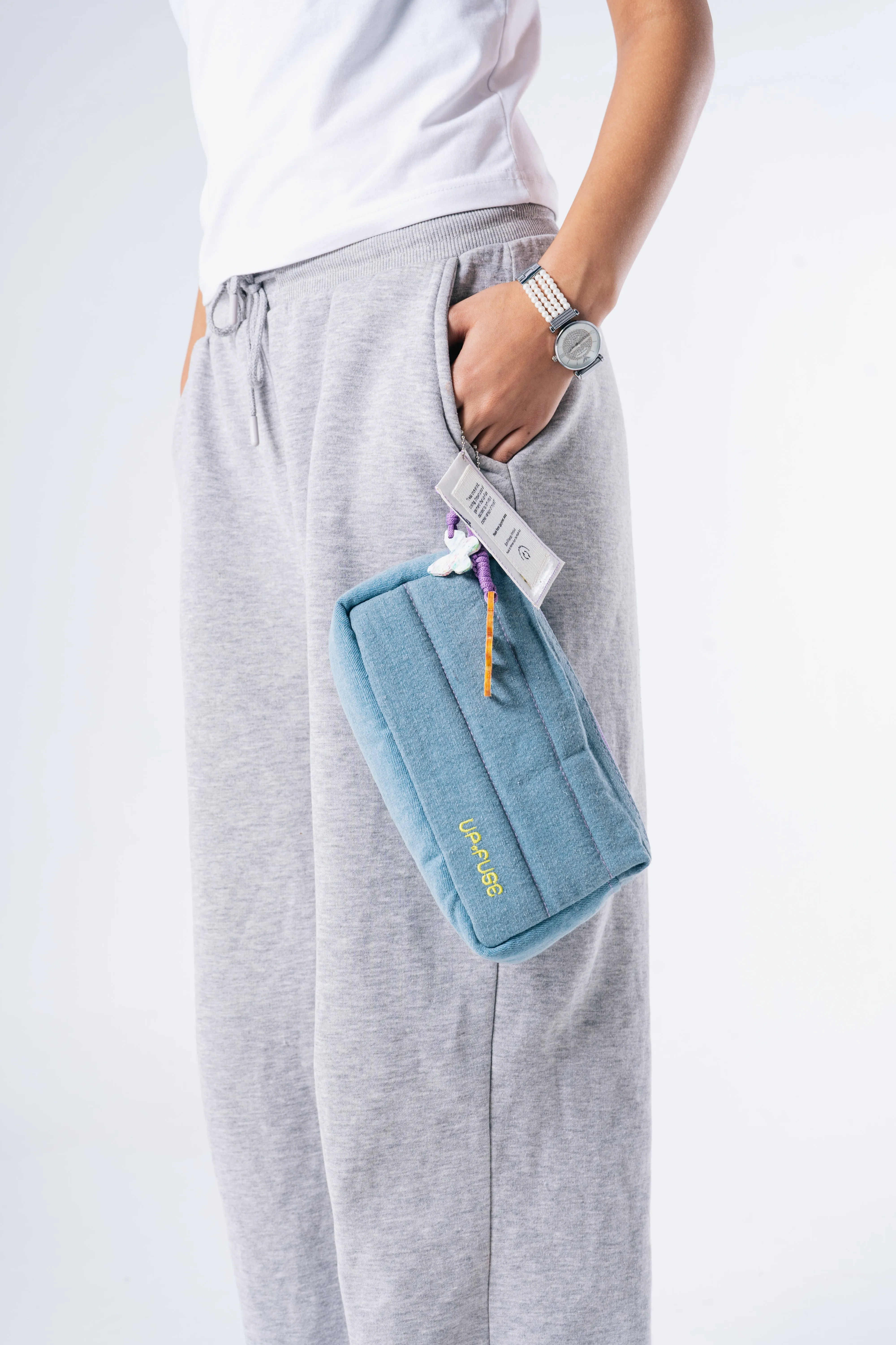 Denim Affair Pouch in Ice Blue