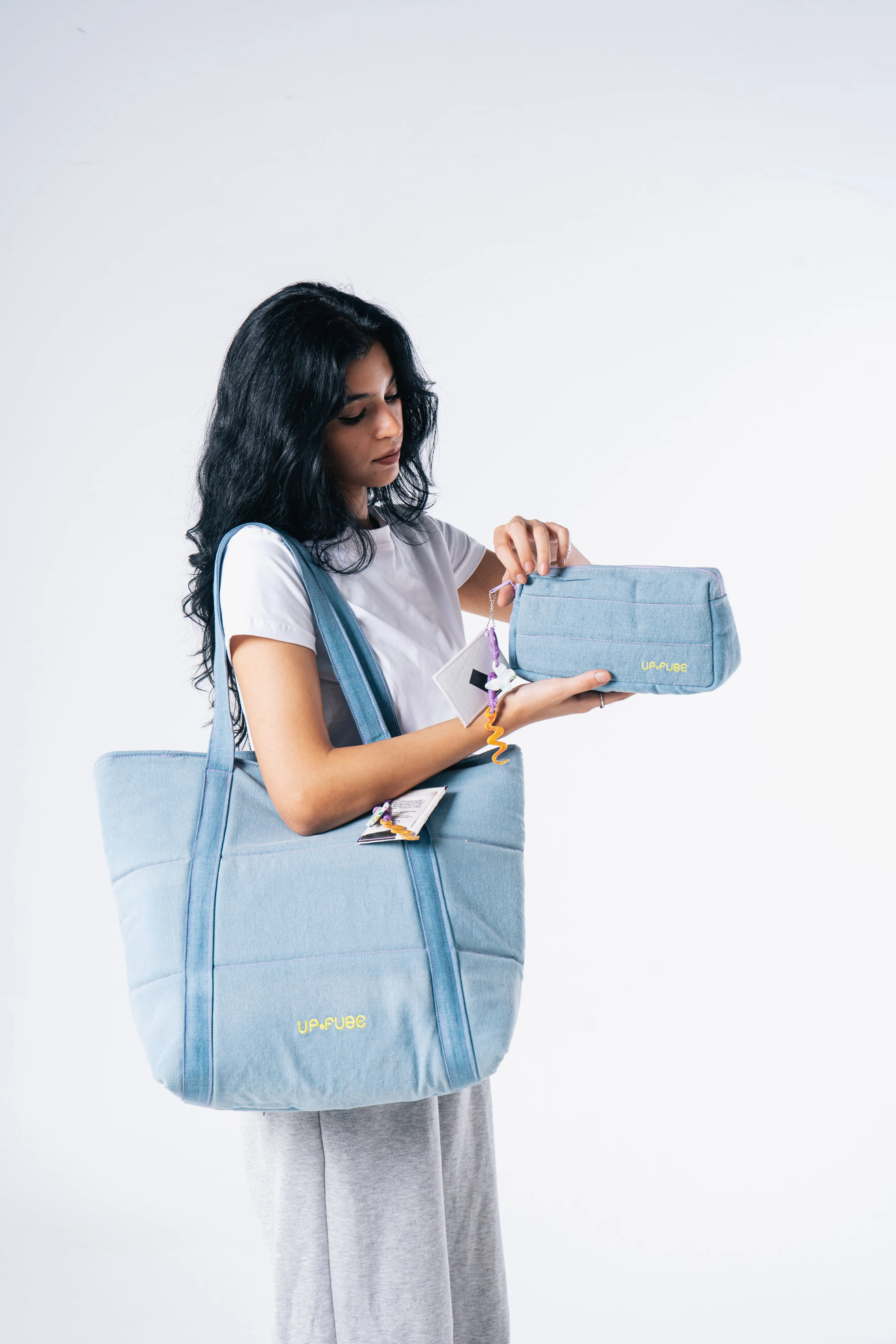 Denim Affair Pouch in Ice Blue
