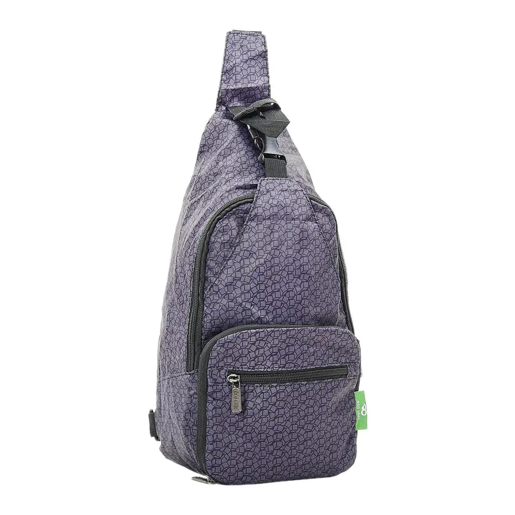 Eco Chic Black Disrupted Cubes Cross Body Bag