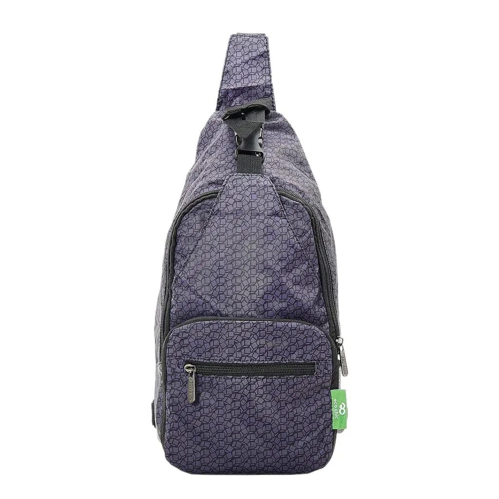 Eco Chic Black Disrupted Cubes Cross Body Bag