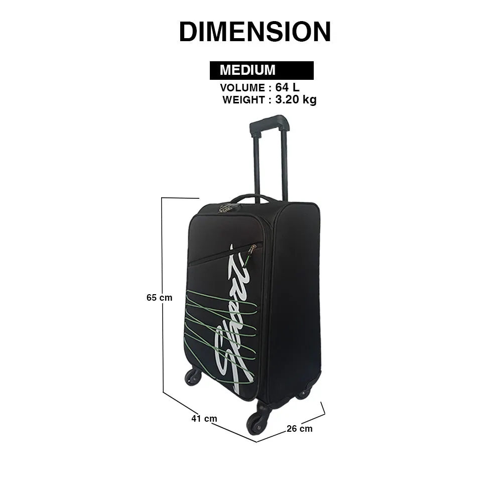 Elegant Sport Square Trolley Bag Medium Suitcase for Travelling-Black and Green