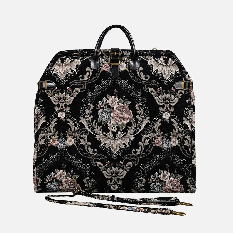 Floral Black Leather Black Carpet Garment Bag