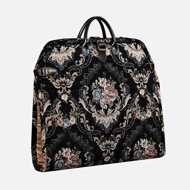 Floral Black Leather Black Carpet Garment Bag
