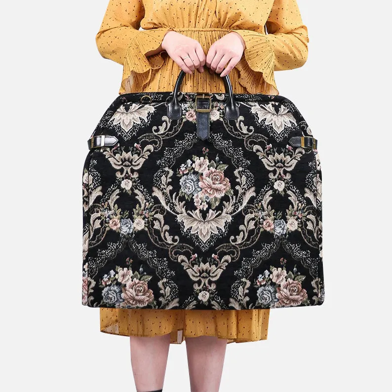 Floral Black Leather Black Carpet Garment Bag