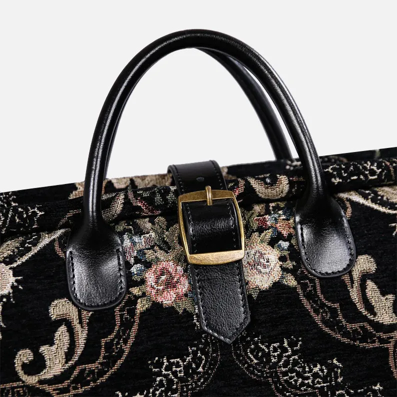 Floral Black Leather Black Carpet Garment Bag