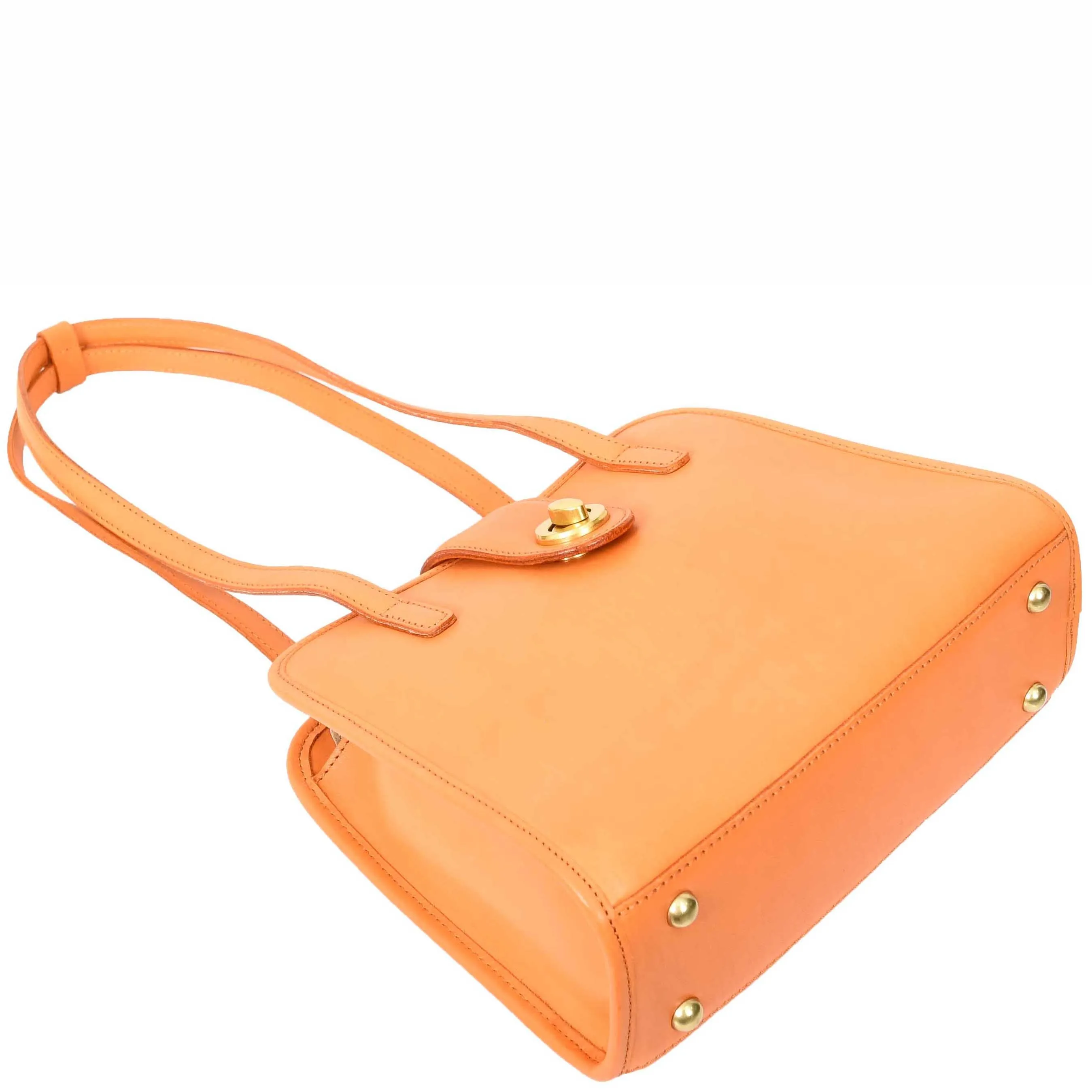 Genuine Orange Leather Shoulder Bag for Women Trendy Tote Handbag Fiona