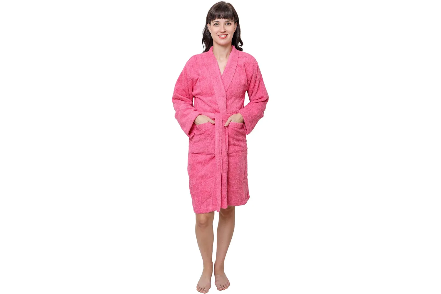 GOLD TEXTILES Premium Terry Cloth Robes for Women Lightweight Bathrobe, Adjustable Towel Robe Belt with Collar