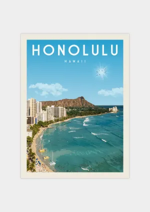Honolulu, Hawaii - Vintage Travel Poster