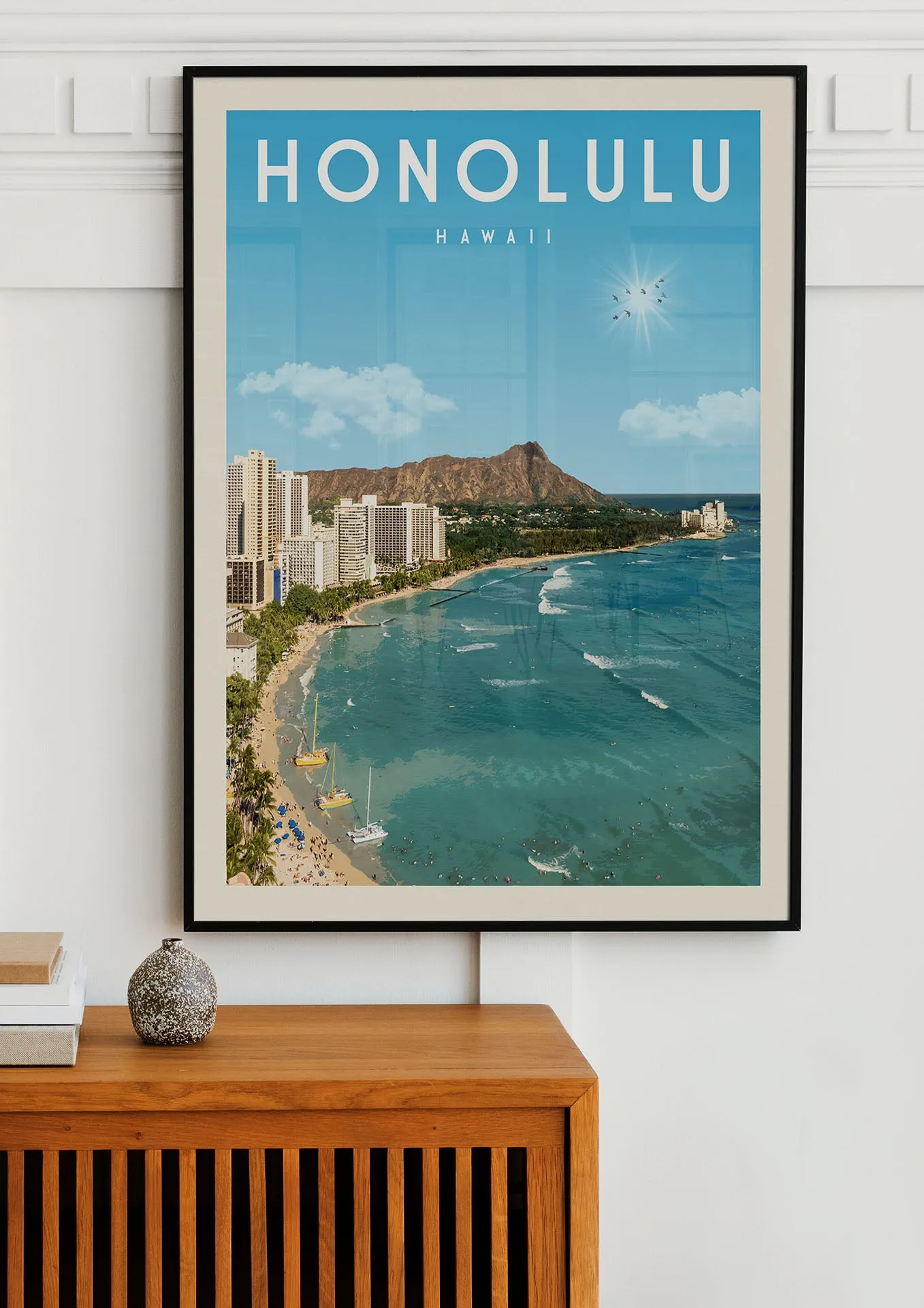 Honolulu, Hawaii - Vintage Travel Poster