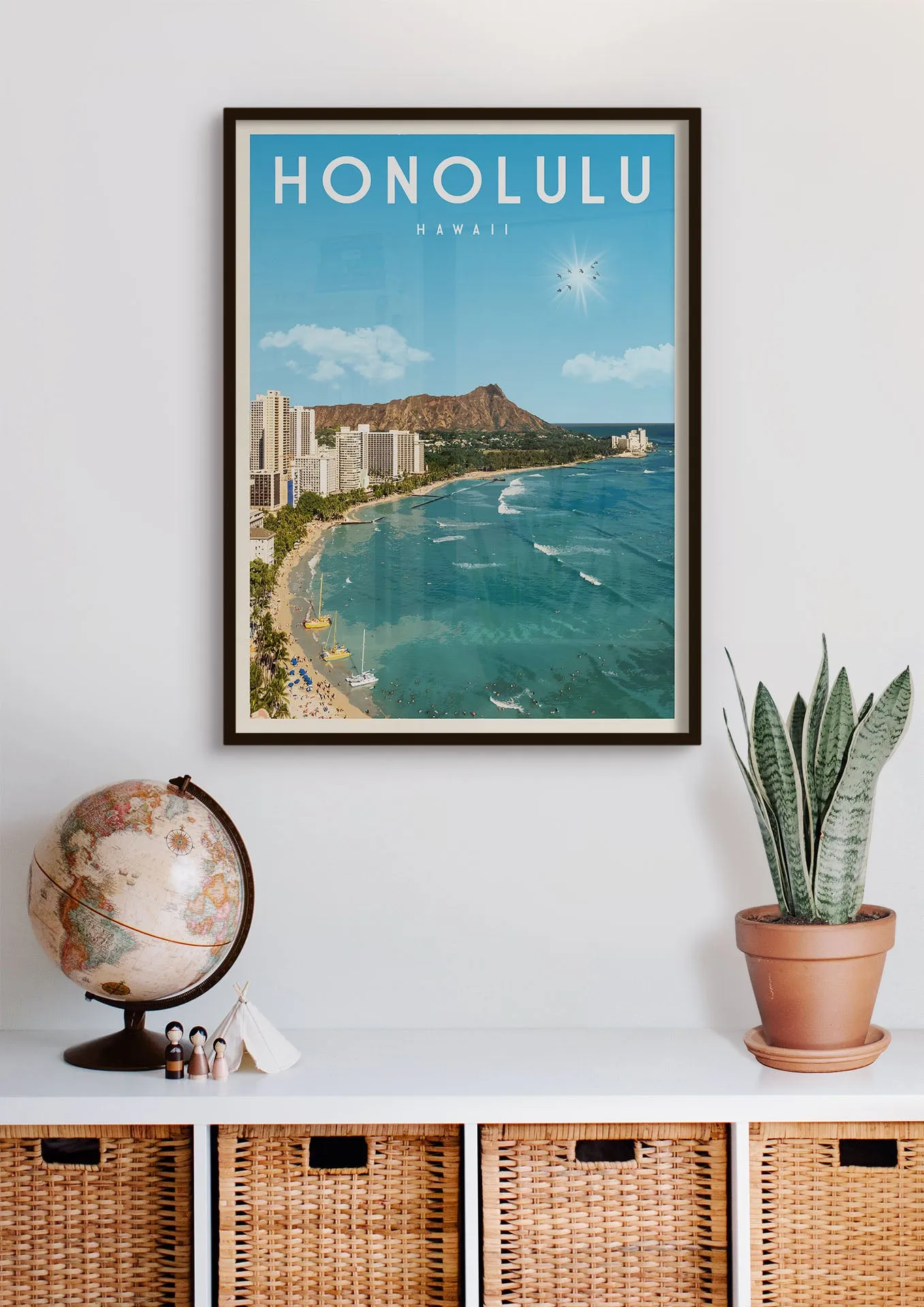 Honolulu, Hawaii - Vintage Travel Poster