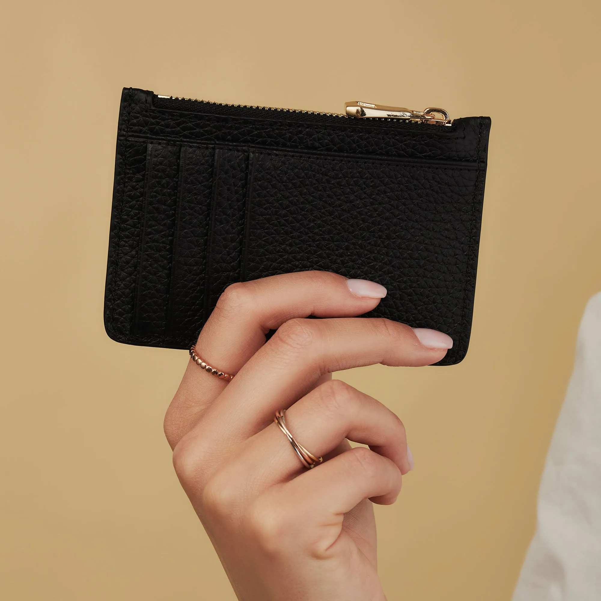 Honoré Aveline black calfskin leather card holder