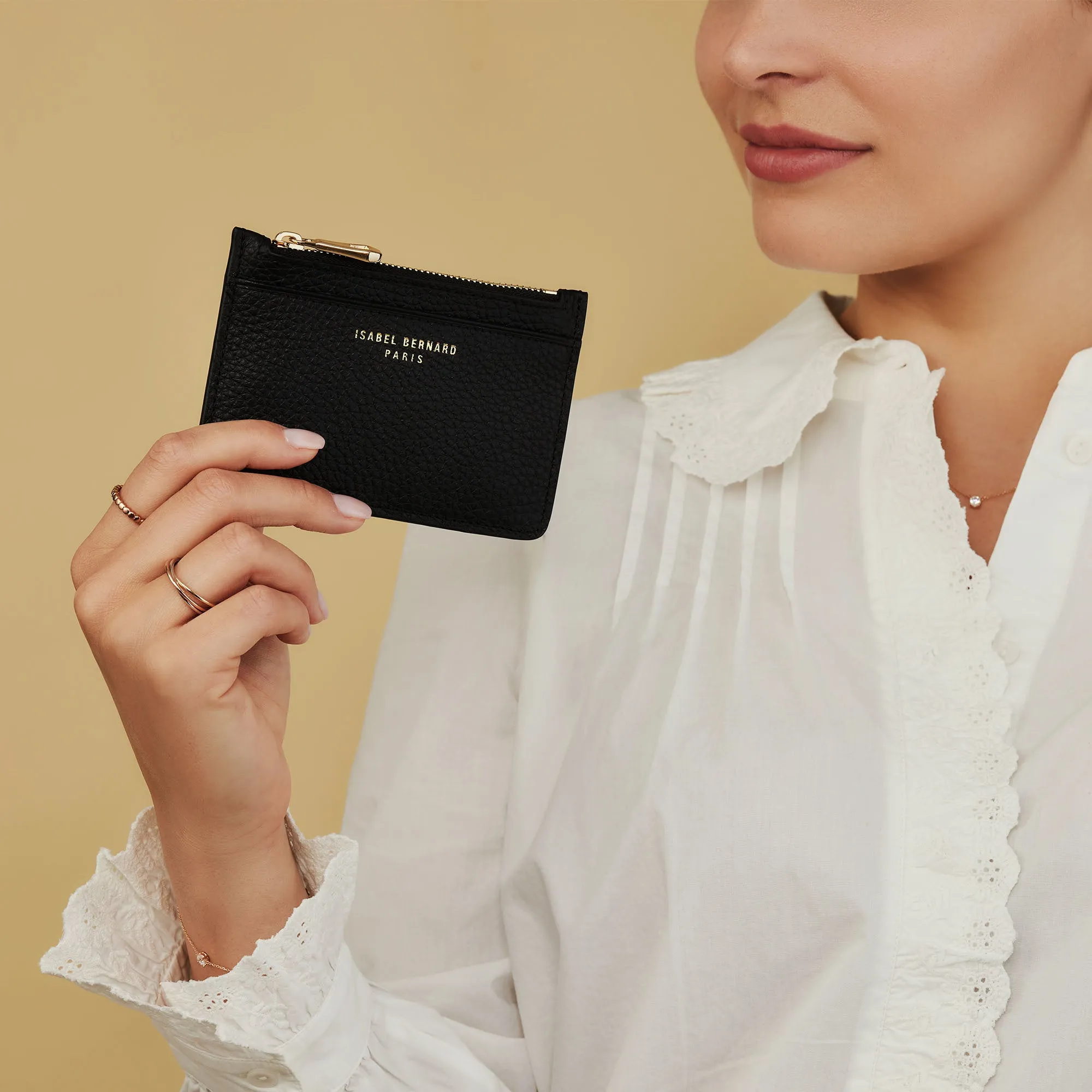 Honoré Aveline black calfskin leather card holder