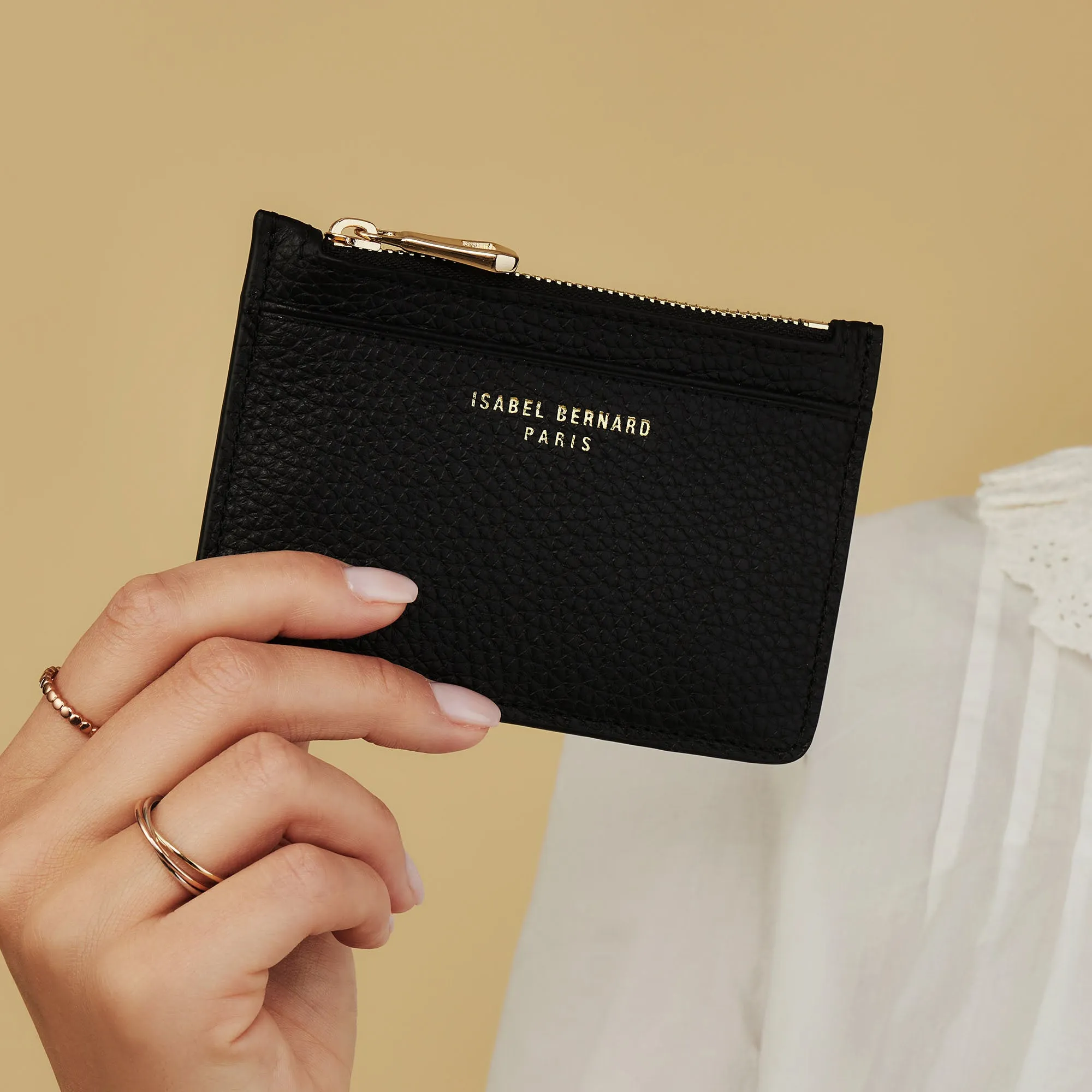 Honoré Aveline black calfskin leather card holder