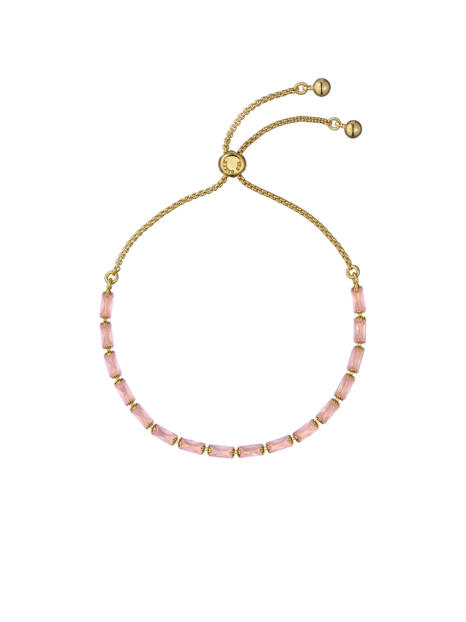 Isela Pink Crystal Baguette Slinky Adjustable Gold