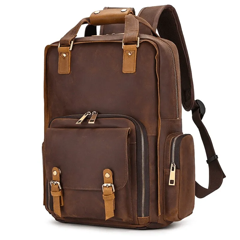 Leather Backpack Premium Camera Bag Outdoor Travel Gear