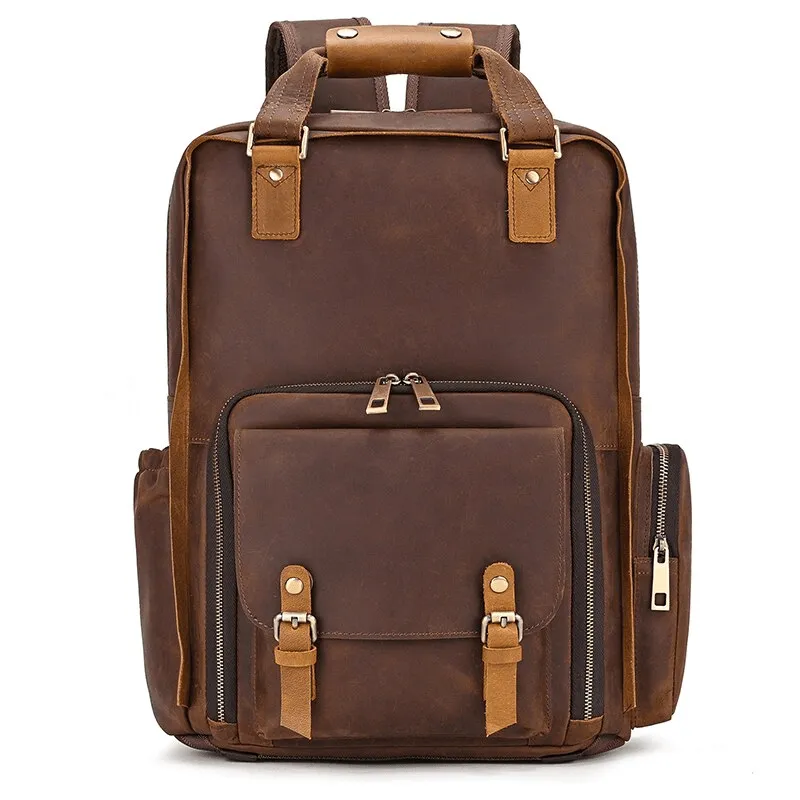 Leather Backpack Premium Camera Bag Outdoor Travel Gear