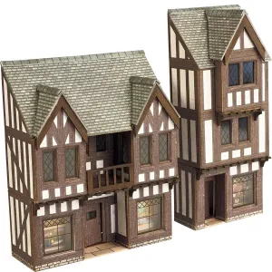 Metcalfe PN190 Low Relief Timber Framed Shops Card Kit - N Gauge