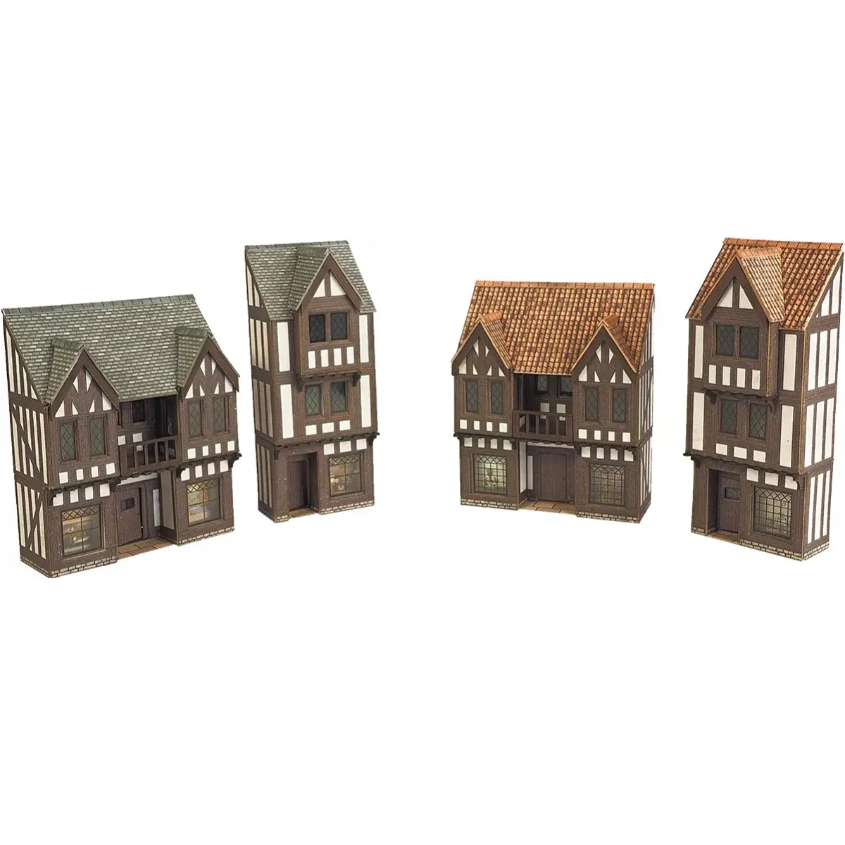 Metcalfe PN190 Low Relief Timber Framed Shops Card Kit - N Gauge