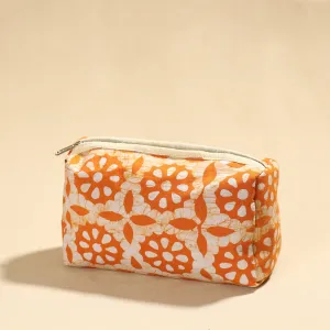 Orange - Hand Batik Printed Cotton Toiletry Pouch 10