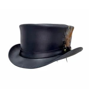 Ostrich Feather Style Leather Top Hat