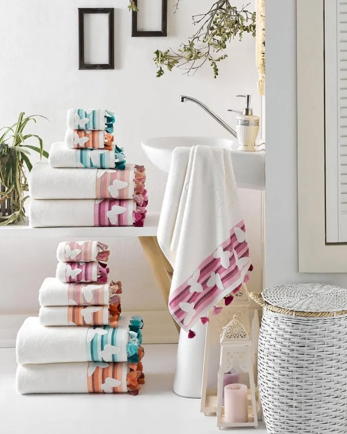 Peach Butterfly Turkish Cotton Bath Towel 24x50" 1pc