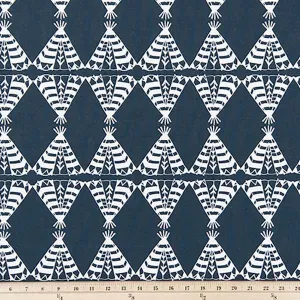 Pow Wow Spruce Blue Drapery Fabric by Premier Prints - 30 Yard Bolt