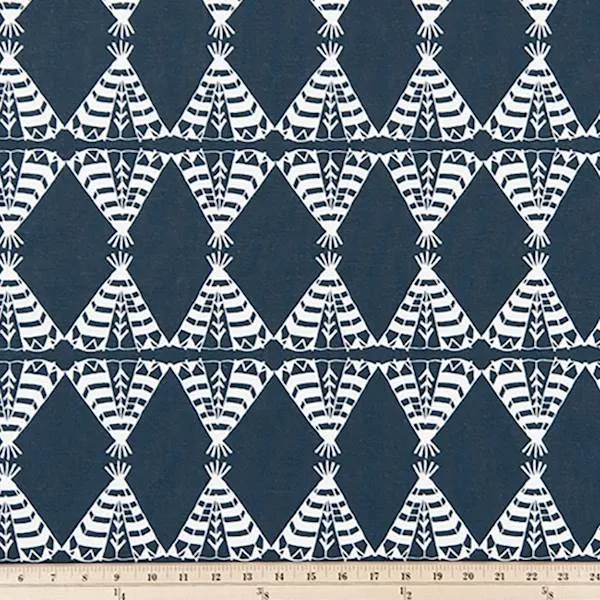 Pow Wow Spruce Blue Drapery Fabric by Premier Prints - 30 Yard Bolt