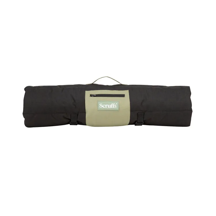 Scruffs Expedition Roll Up Travel Dog Bed - Black-Grey-Khaki Green